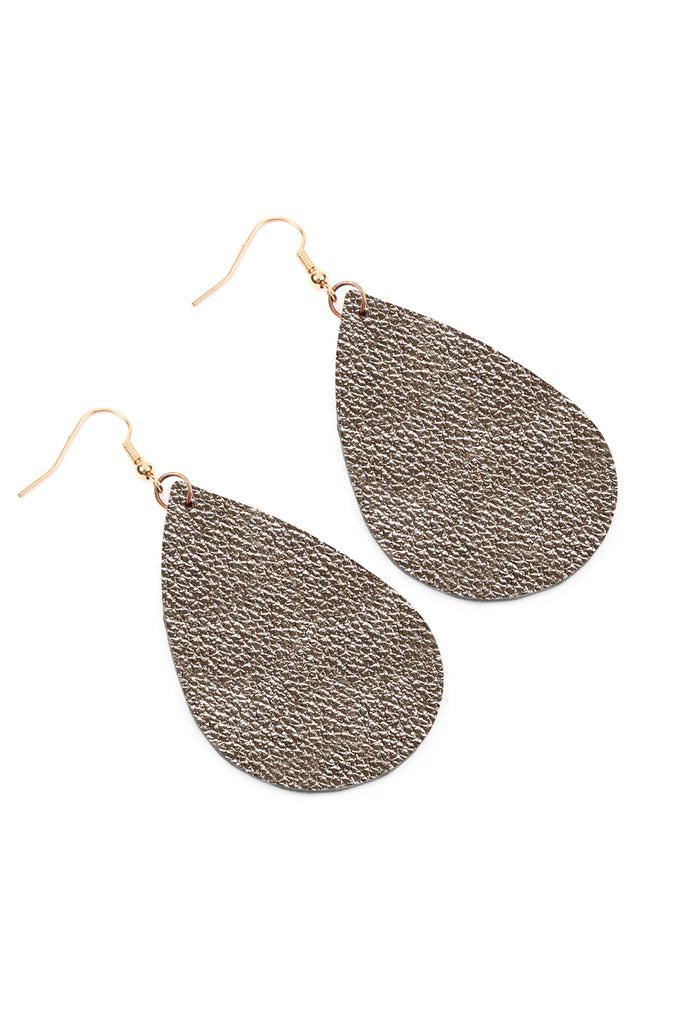 TEARDROP LEATHER EARRINGS