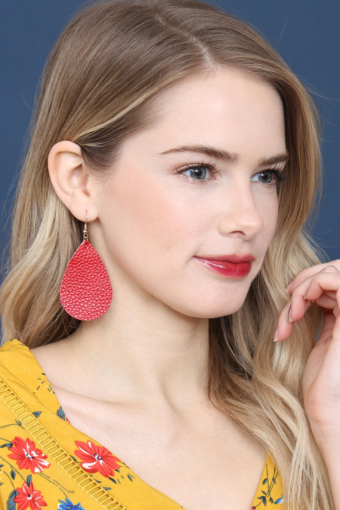 TEARDROP LEATHER EARRINGS