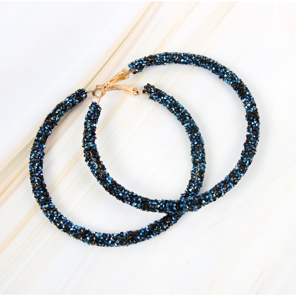 RHINESTONE COATED HOOP EARRINGS