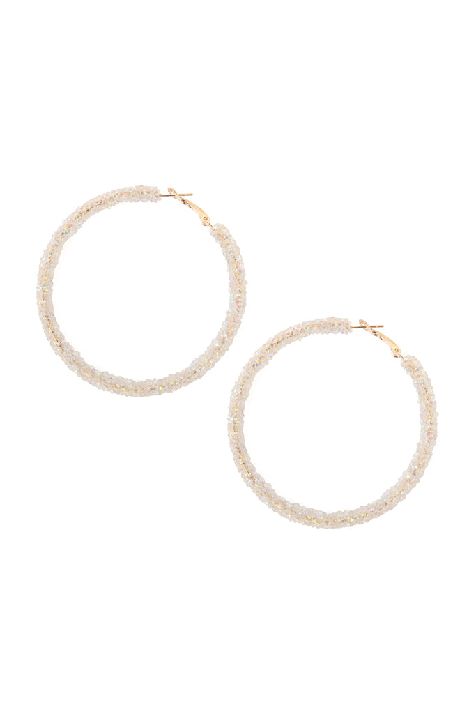 RHINESTONE COATED HOOP EARRINGS