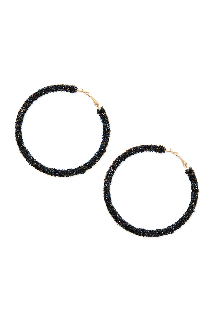 RHINESTONE COATED HOOP EARRINGS