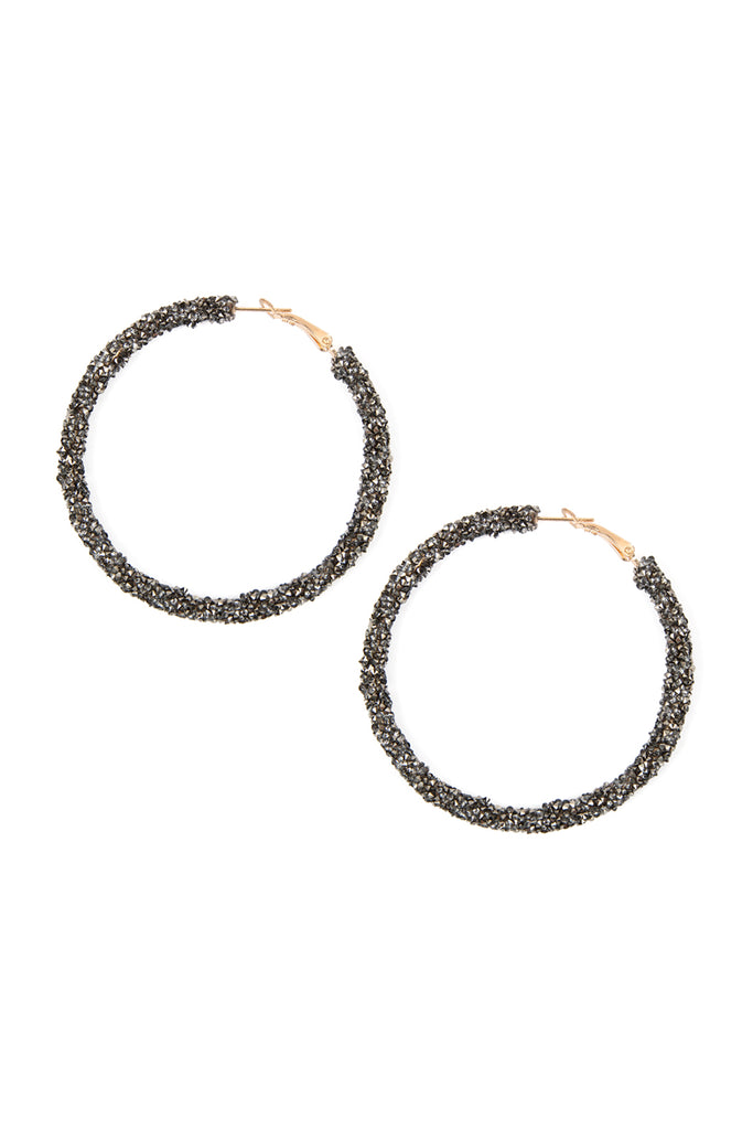 RHINESTONE COATED HOOP EARRINGS