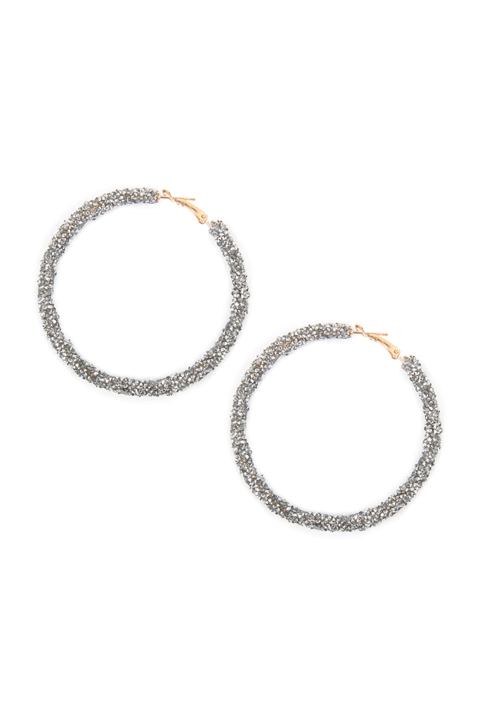 RHINESTONE COATED HOOP EARRINGS