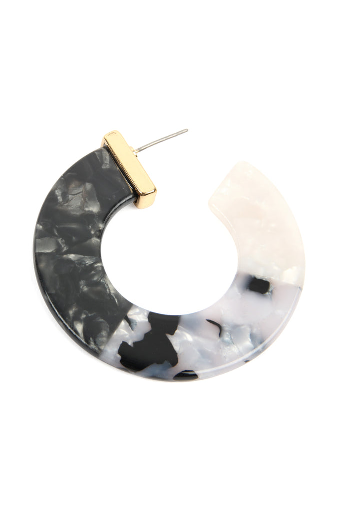 TONE MARBLE ACETATE POST HOOP EARRINGS