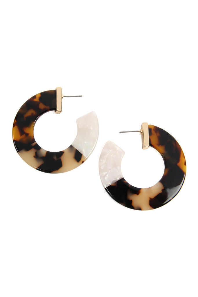 TONE MARBLE ACETATE POST HOOP EARRINGS