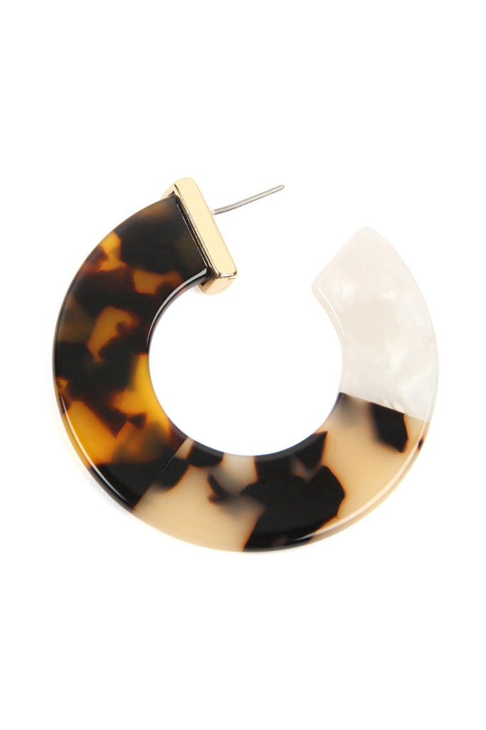 TONE MARBLE ACETATE POST HOOP EARRINGS