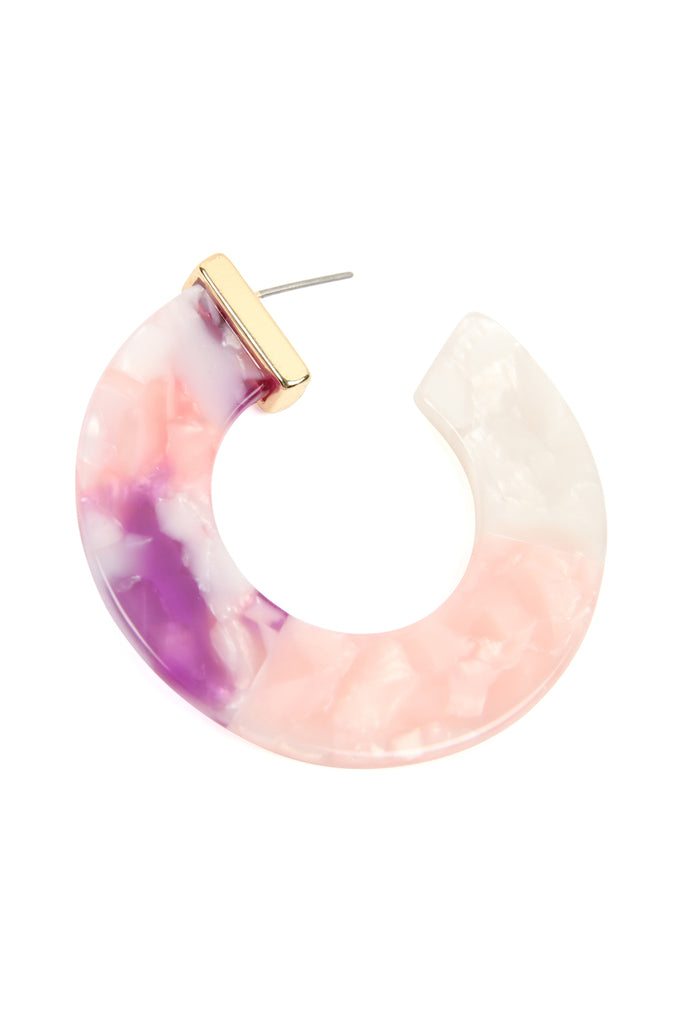 TONE MARBLE ACETATE POST HOOP EARRINGS