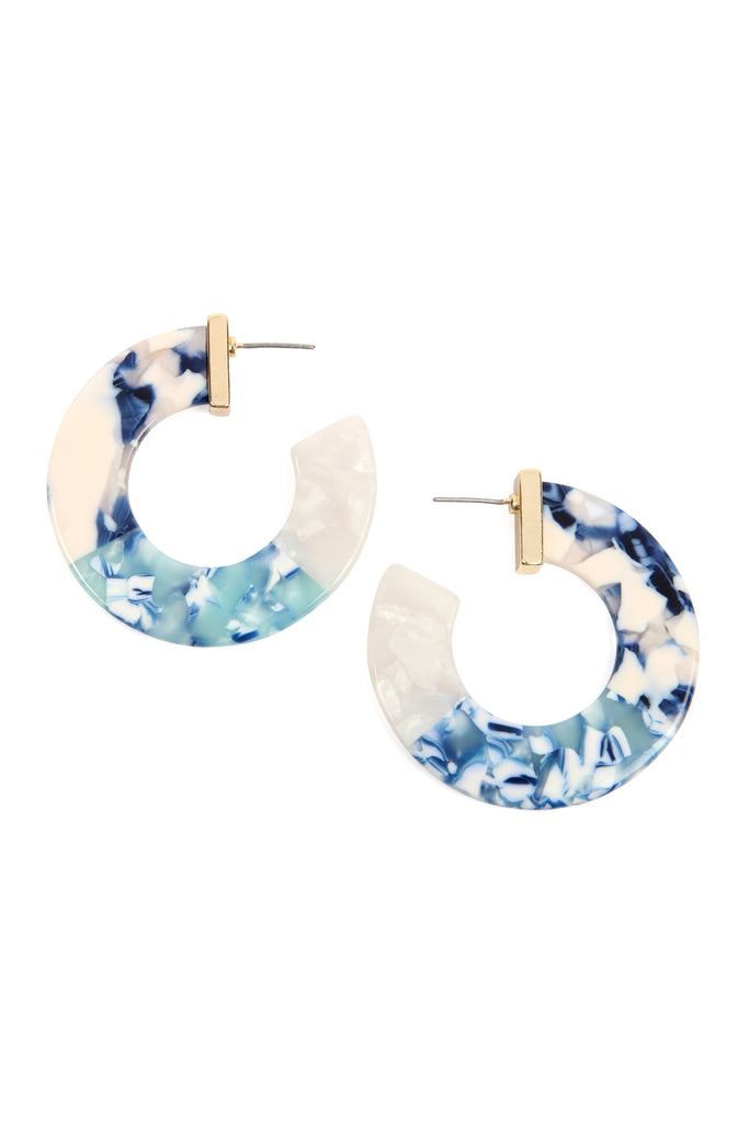 TONE MARBLE ACETATE POST HOOP EARRINGS