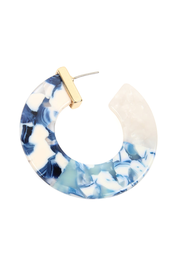 TONE MARBLE ACETATE POST HOOP EARRINGS