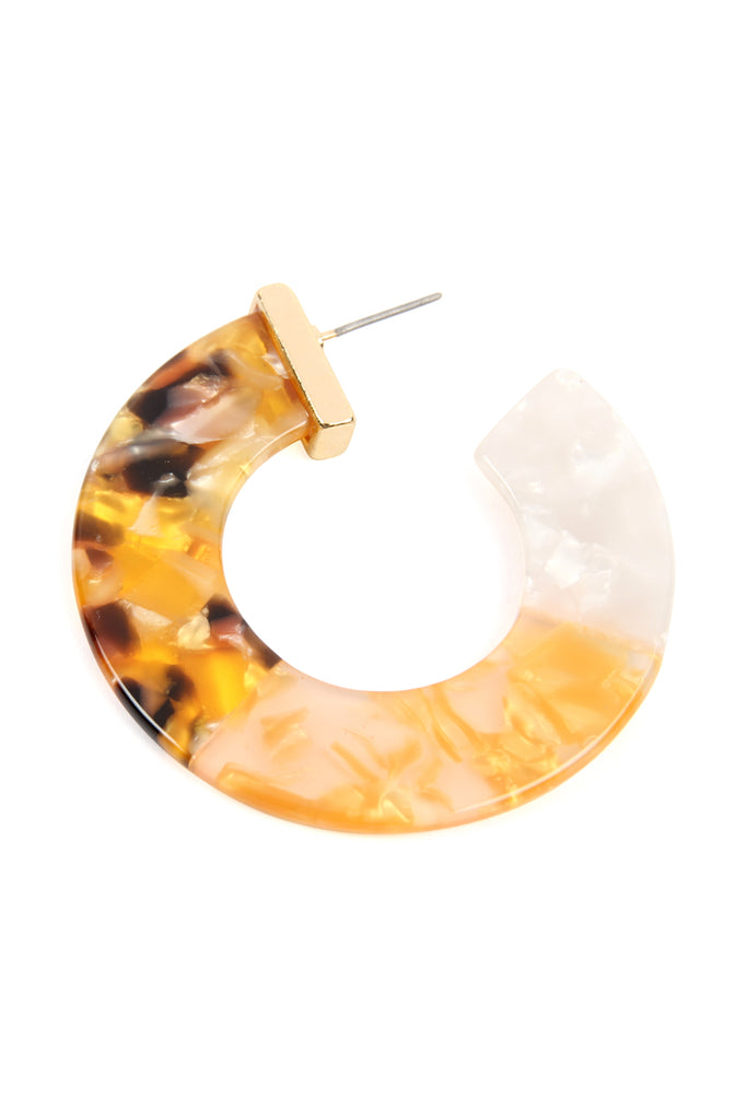 TONE MARBLE ACETATE POST HOOP EARRINGS