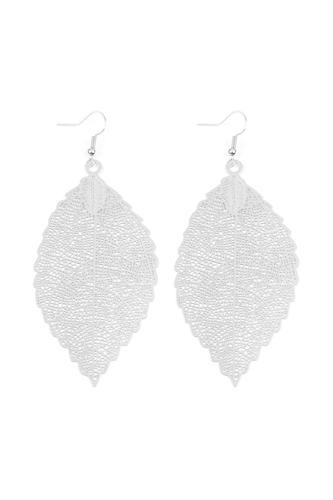 HDE2320 - FINE FILIGREE LEAF HOOK EARRINGS