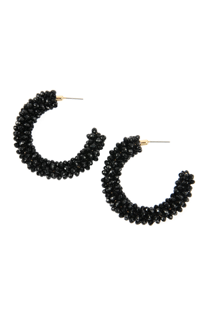 HDE2339 - GLASS BEADS POST HOOP EARRINGS