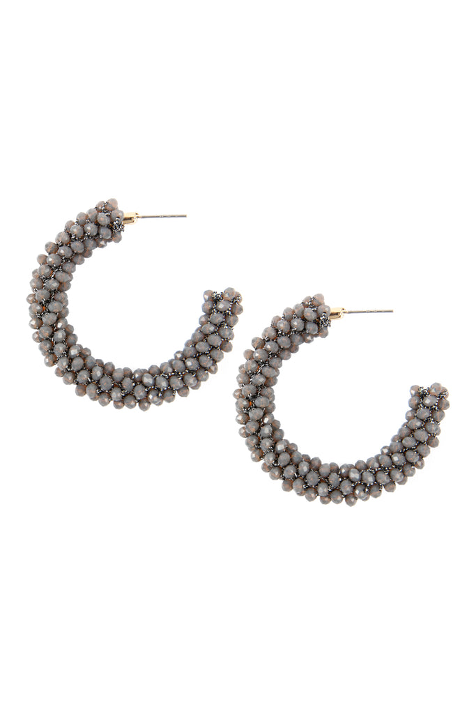 HDE2339 - GLASS BEADS POST HOOP EARRINGS