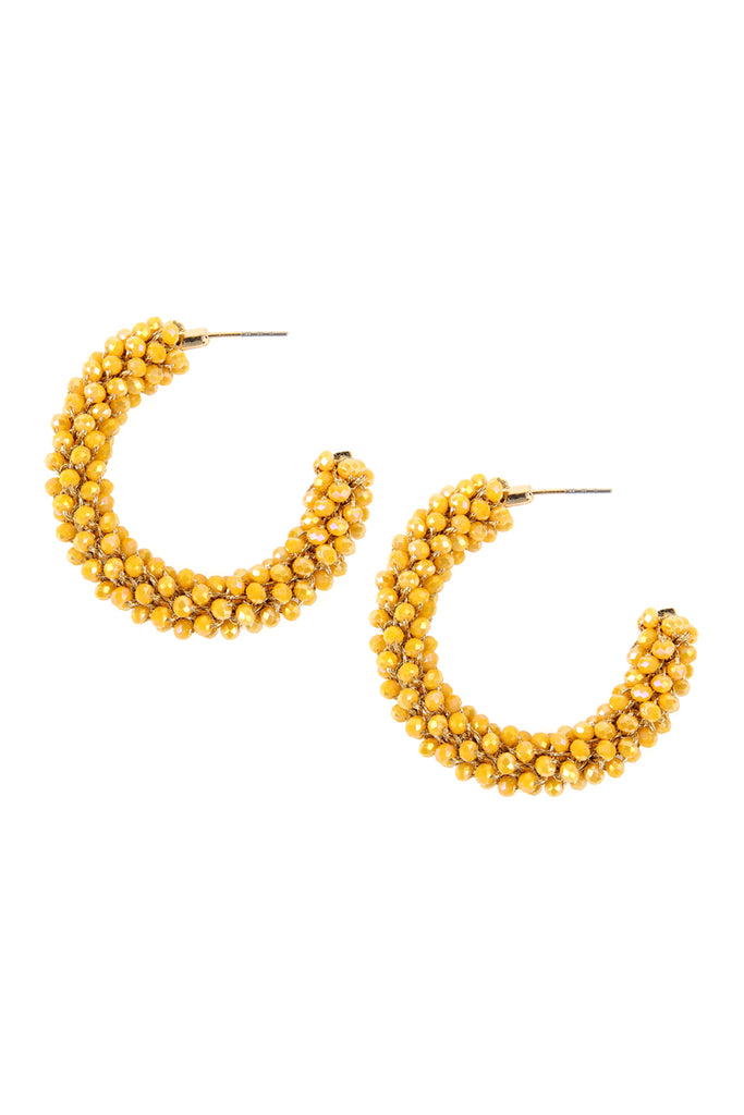 HDE2339 - GLASS BEADS POST HOOP EARRINGS