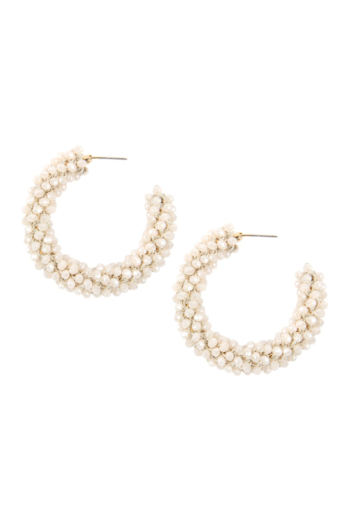 HDE2339 - GLASS BEADS POST HOOP EARRINGS