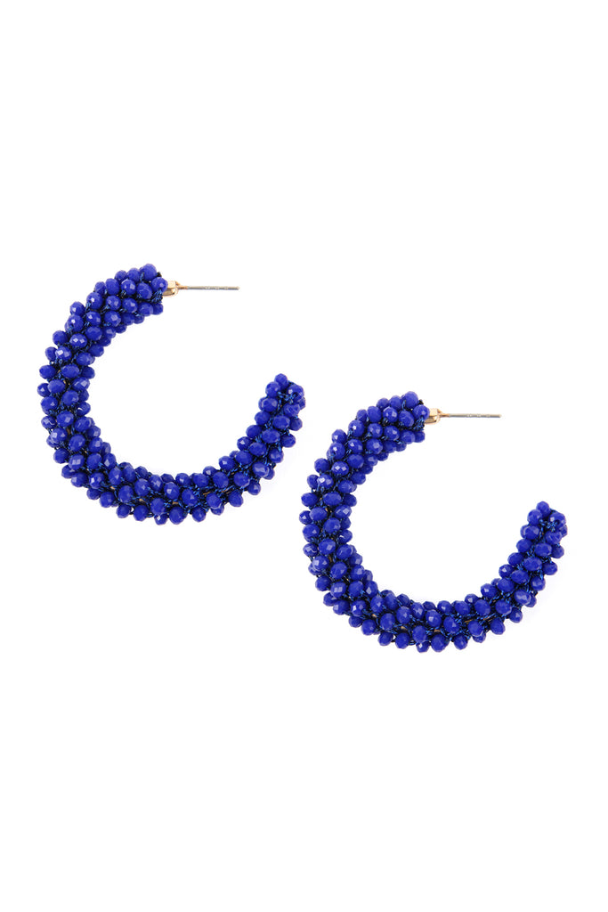 HDE2339 - GLASS BEADS POST HOOP EARRINGS