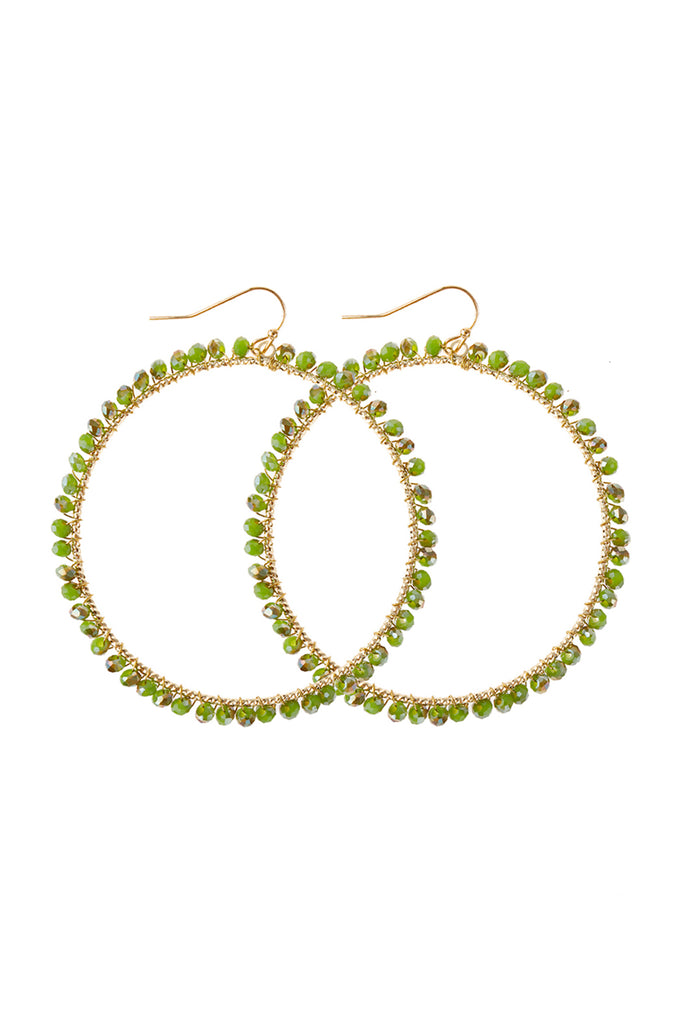 WIRE HOOP WITH GLASS BEADS HOOK EARRINGS