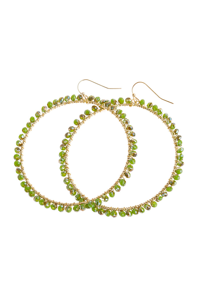 WIRE HOOP WITH GLASS BEADS HOOK EARRINGS