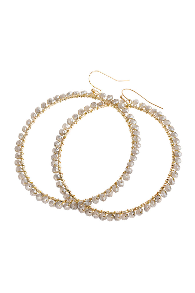 WIRE HOOP WITH GLASS BEADS HOOK EARRINGS