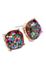 HDE2565 - FACETED GLITTER CUSHION ACRYLIC POST EARRINGS