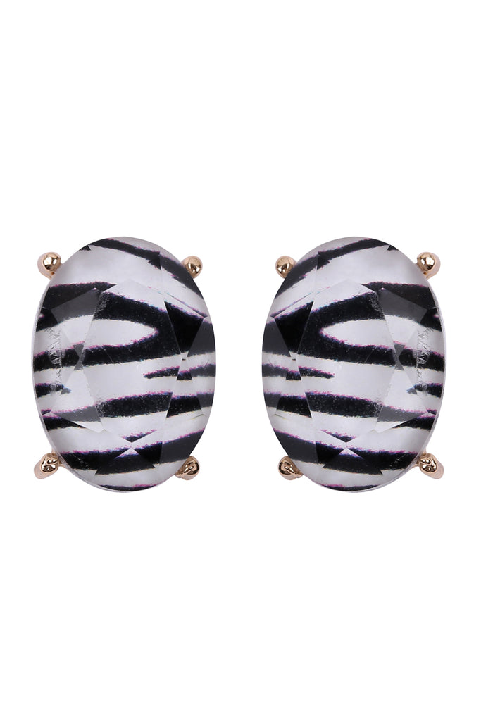 OVAL FACETED ACRYLIC POST EARRINGS