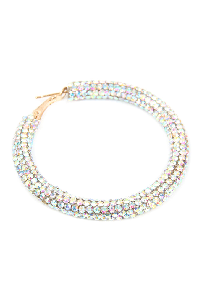 RHINESTONE COATED HOOP EARRINGS