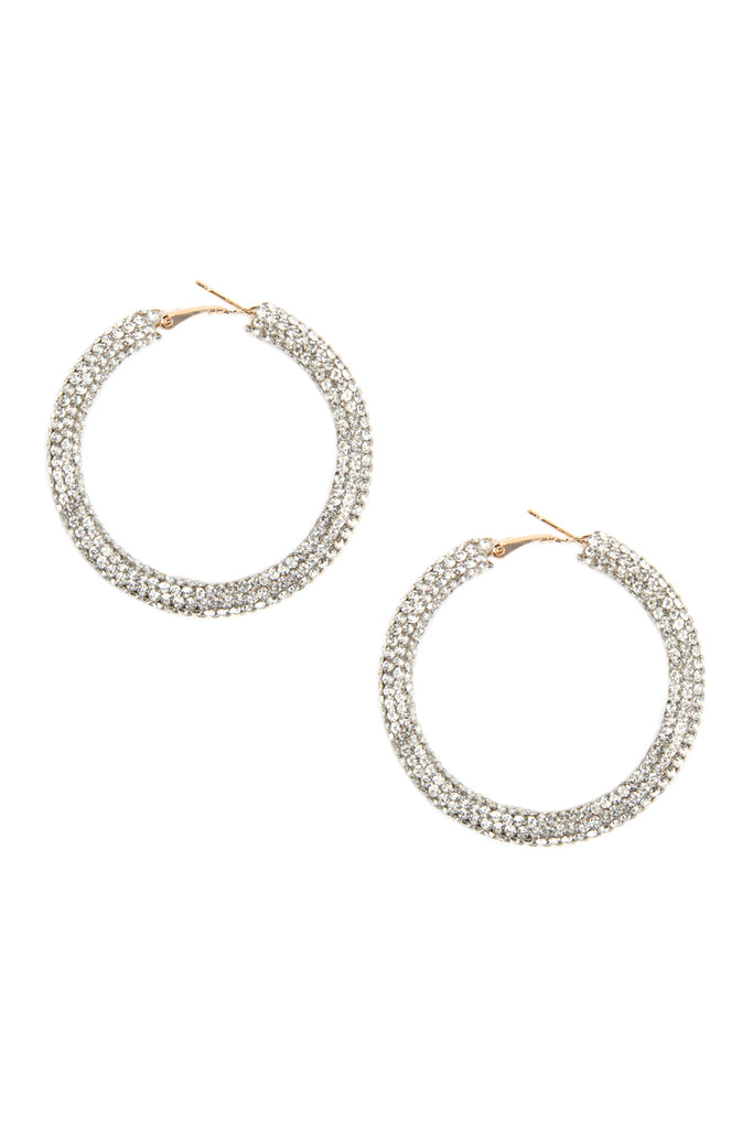 RHINESTONE COATED HOOP EARRINGS