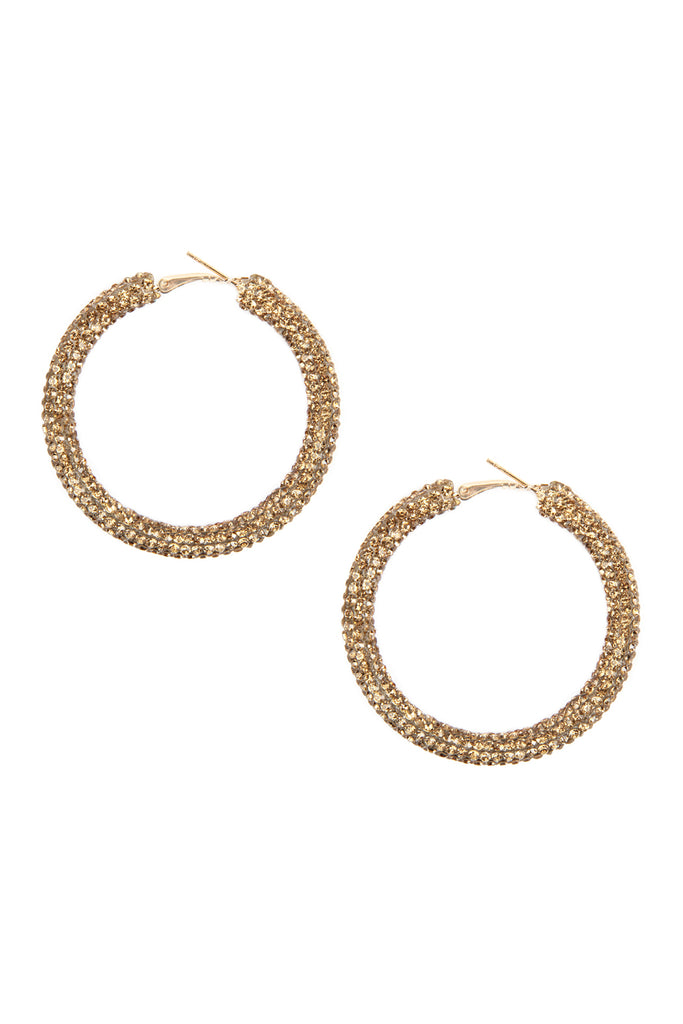 RHINESTONE COATED HOOP EARRINGS