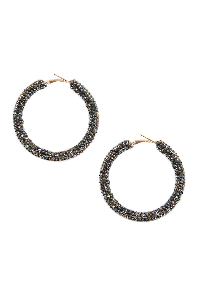 RHINESTONE COATED HOOP EARRINGS