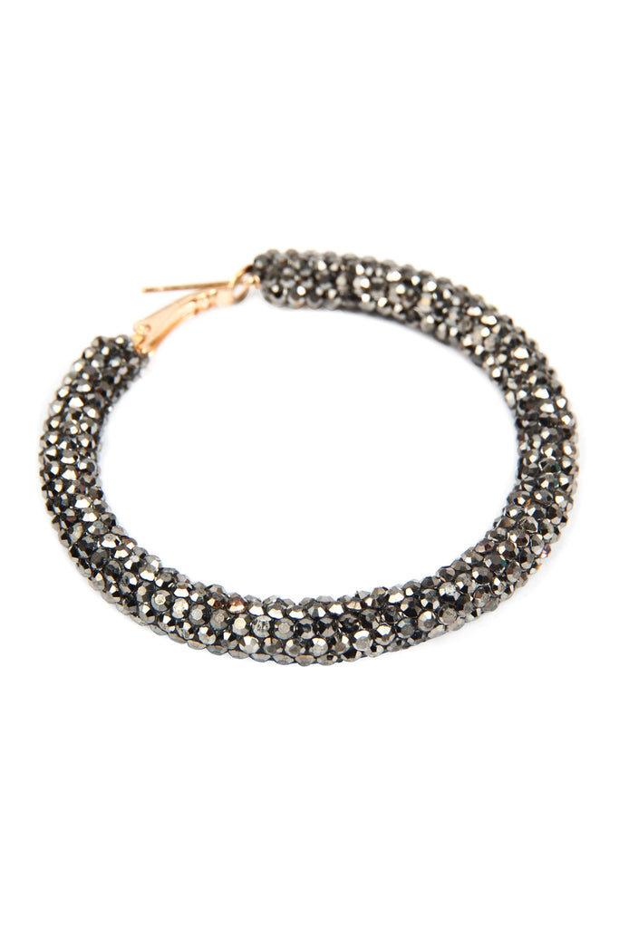 RHINESTONE COATED HOOP EARRINGS