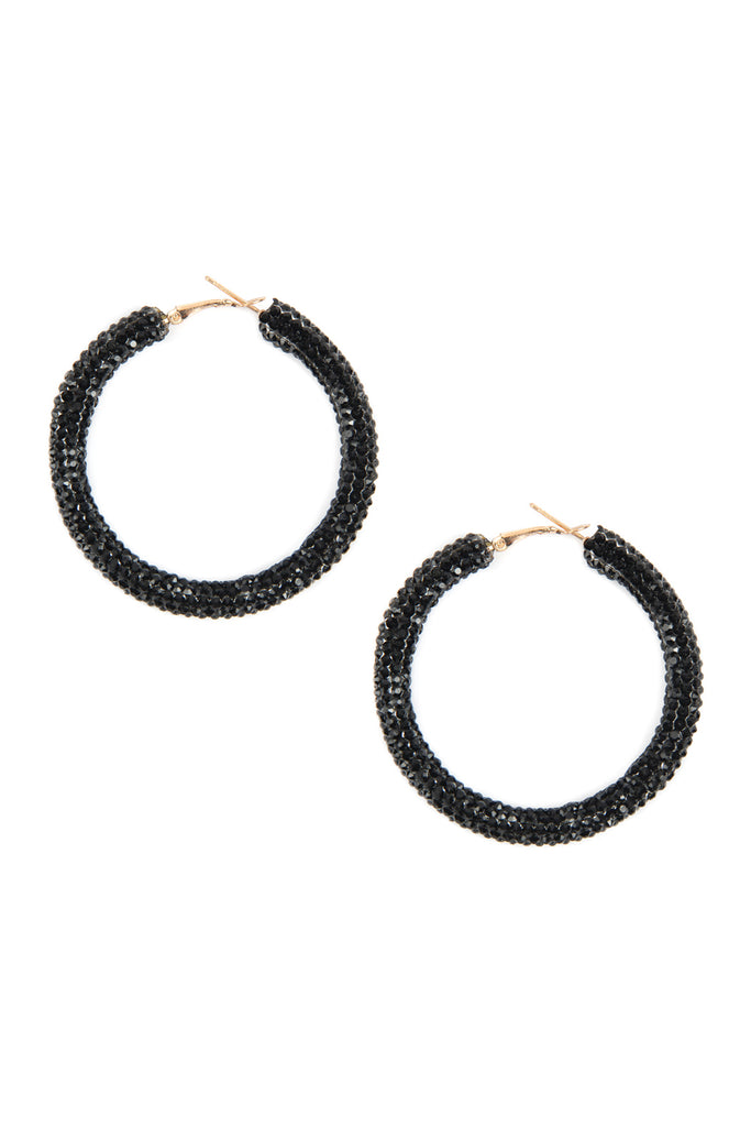 RHINESTONE COATED HOOP EARRINGS