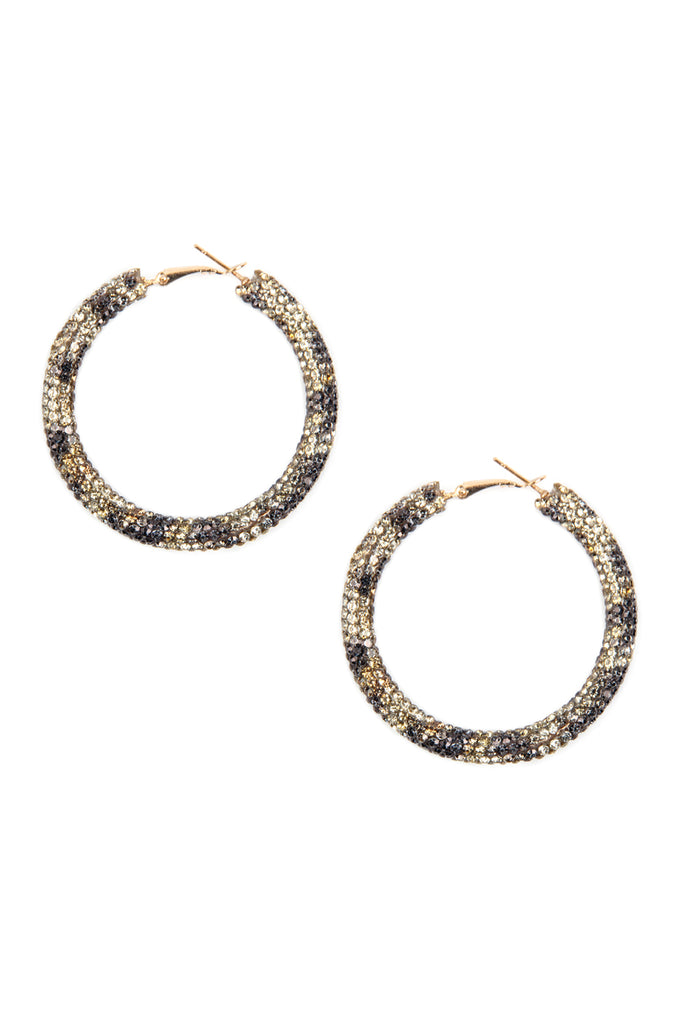 RHINESTONE COATED HOOP EARRINGS