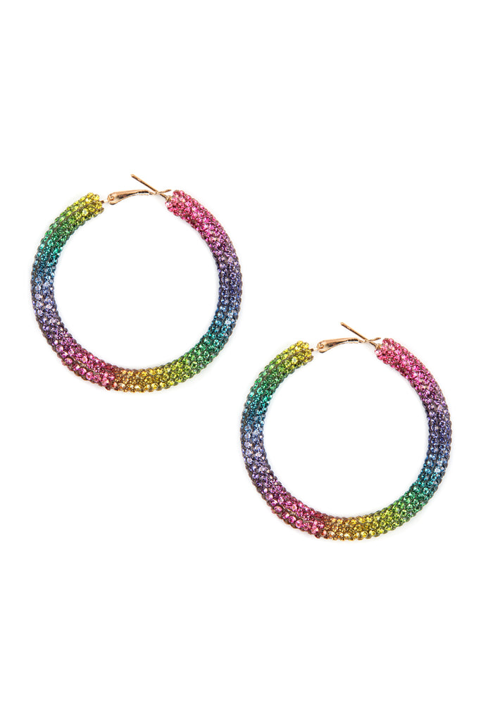 RHINESTONE COATED HOOP EARRINGS