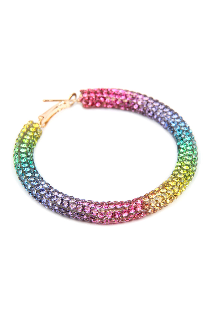 RHINESTONE COATED HOOP EARRINGS