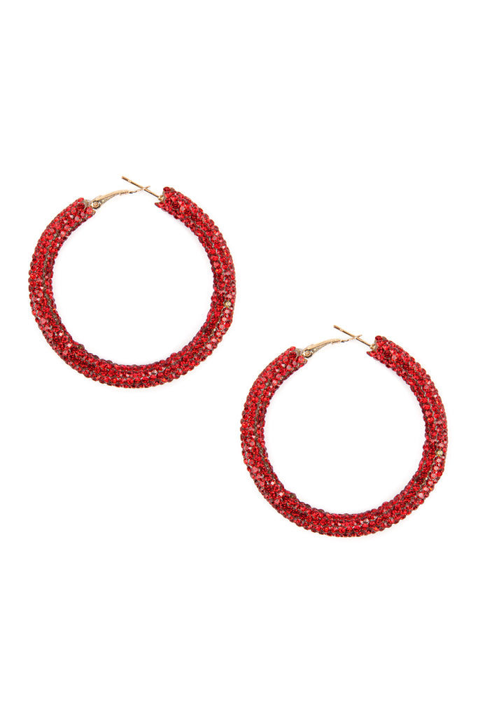 RHINESTONE COATED HOOP EARRINGS