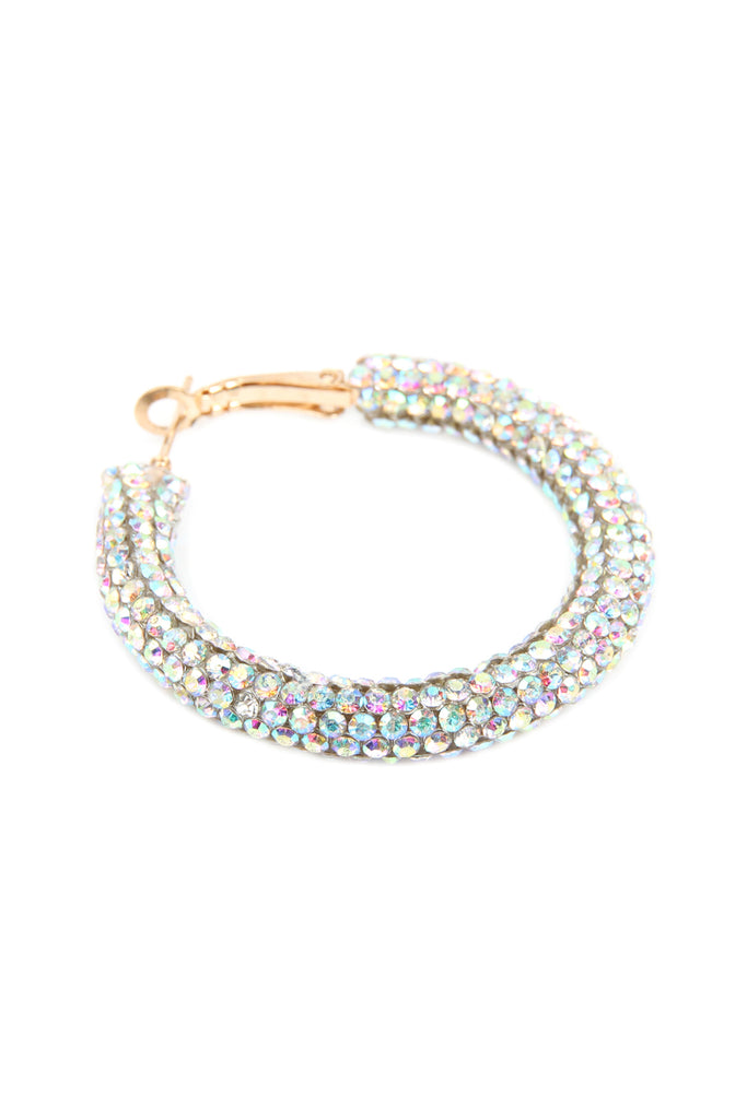 HDE2612 - RHINESTONE COATED HOOP EARRINGS