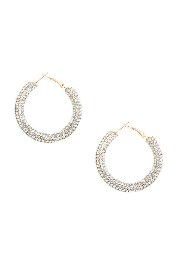 HDE2612 - RHINESTONE COATED HOOP EARRINGS