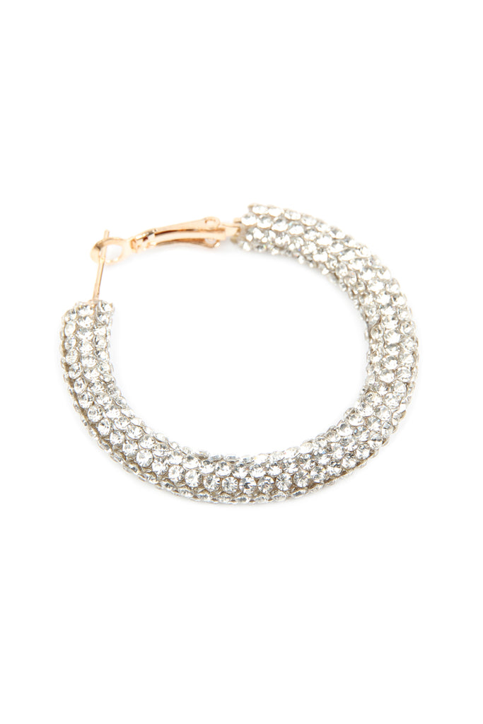 HDE2612 - RHINESTONE COATED HOOP EARRINGS