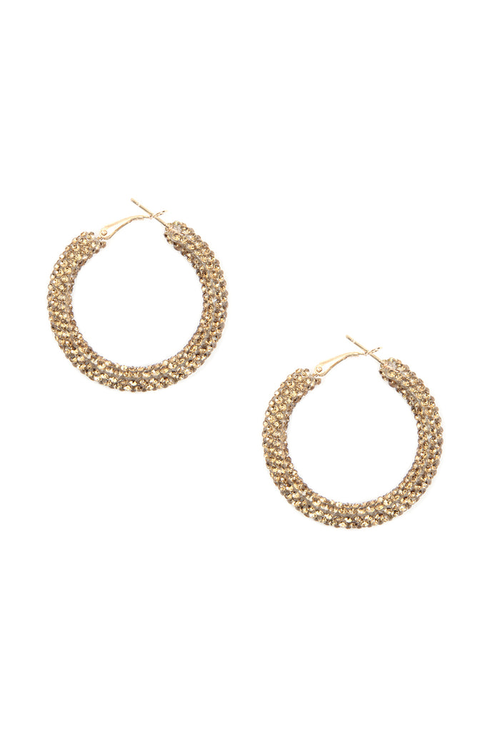 HDE2612 - RHINESTONE COATED HOOP EARRINGS