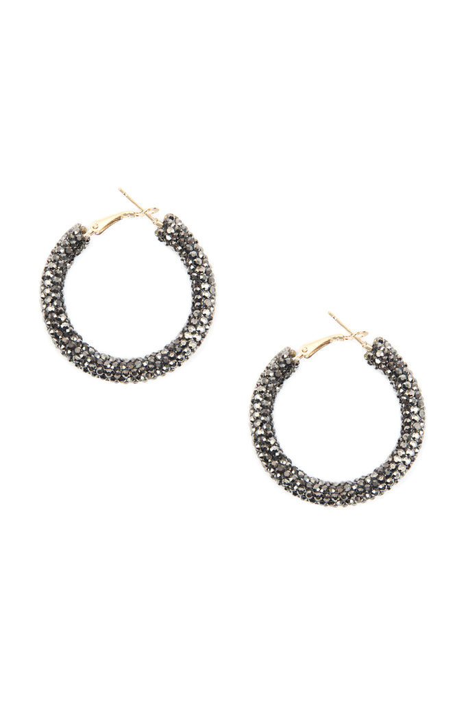 HDE2612 - RHINESTONE COATED HOOP EARRINGS