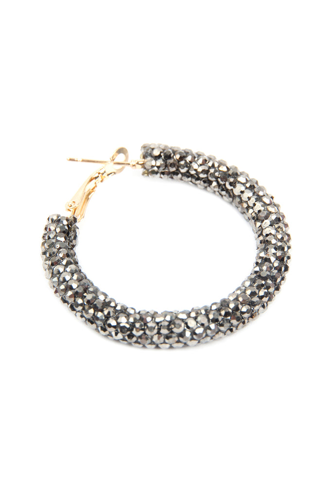 HDE2612 - RHINESTONE COATED HOOP EARRINGS