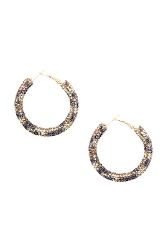 HDE2612 - RHINESTONE COATED HOOP EARRINGS