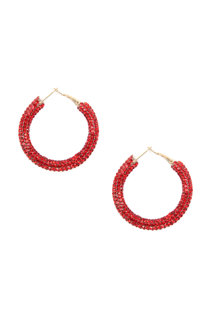 RHINESTONE COATED HOOP EARRINGS