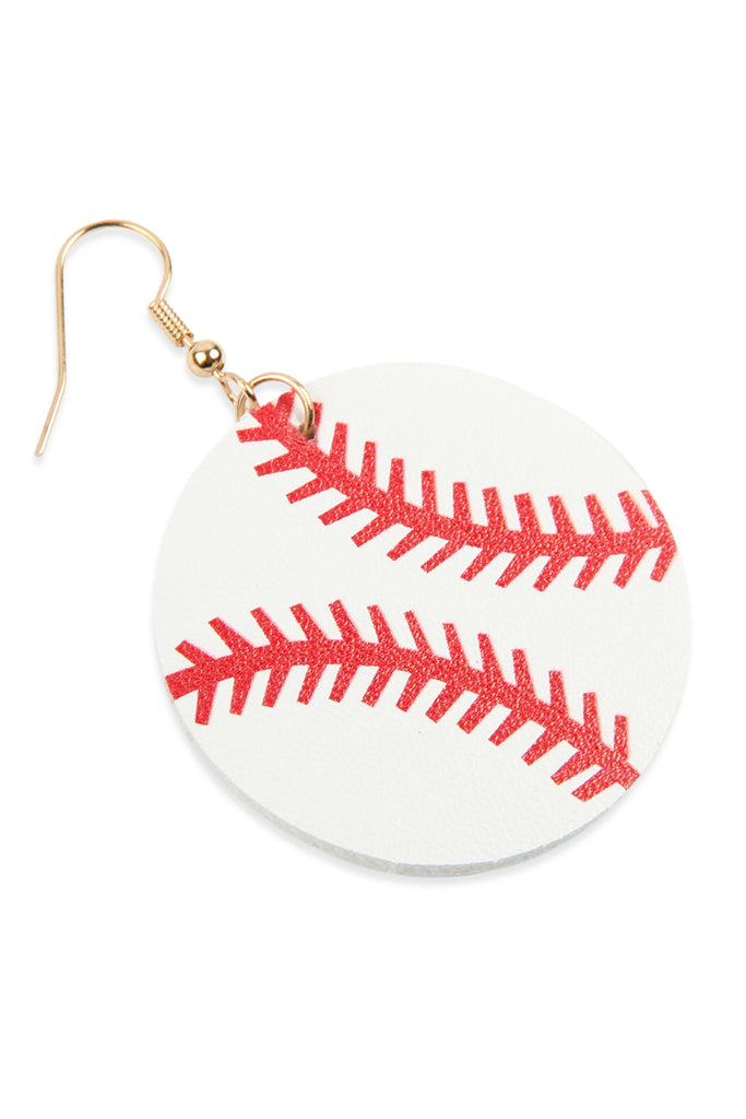 SPORTS LEATHER ROUND DROP EARRINGS