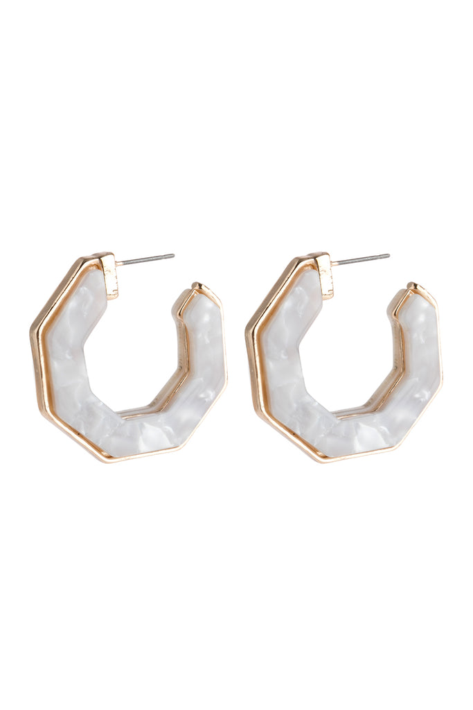 OPEN POLYGON FACETED ACETATE EARRINGS