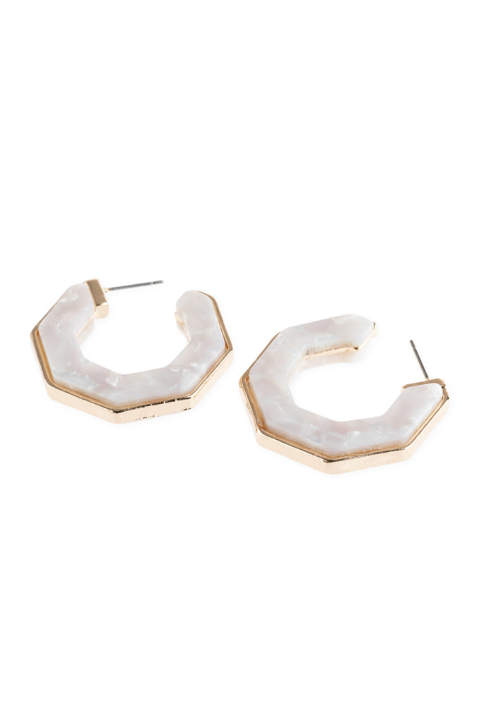 OPEN POLYGON FACETED ACETATE EARRINGS