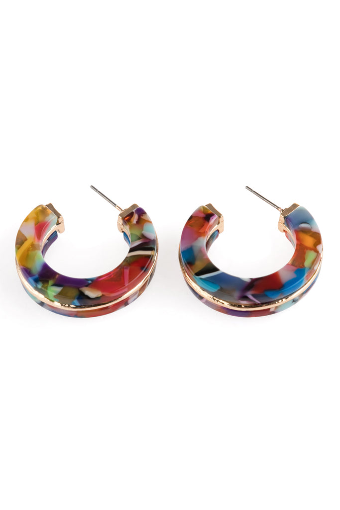 OPEN CIRCLE FACETED ACETATE EARRINGS