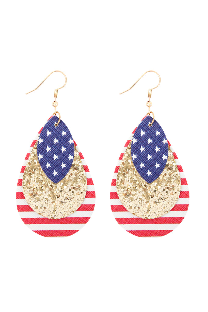 USA LEATHER SEQUIN DROP EARRINGS