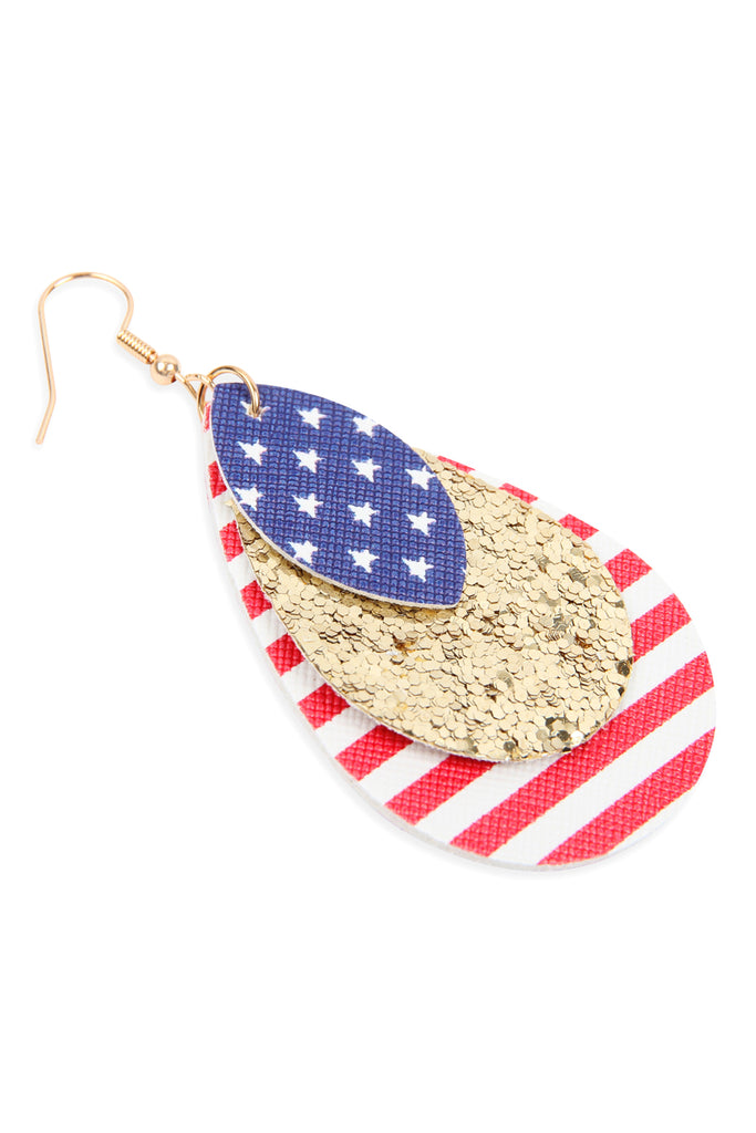 USA LEATHER SEQUIN DROP EARRINGS