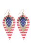 THREE LAYER USA ACCENT LEATHER DROP EARRINGS
